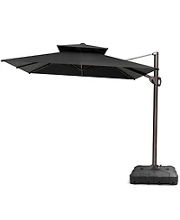 Pellebant Outdoor Patio Double Top 9X12Feet Aluminum Cantilever Umbrella With Wheel Base