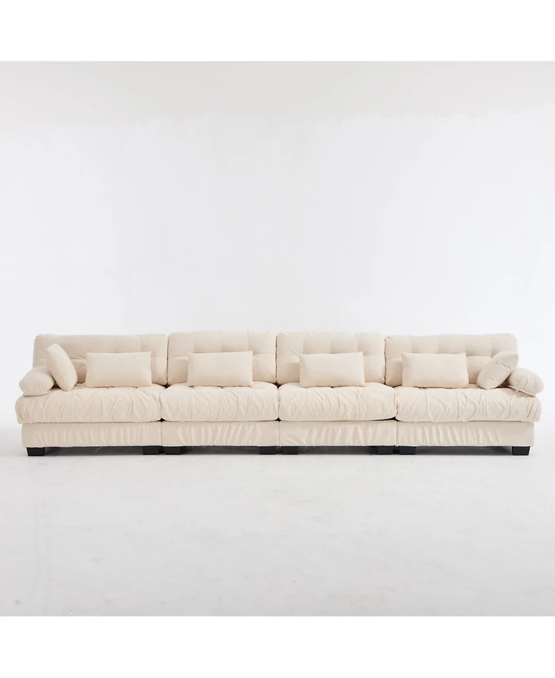 Clihome Modular Sectional Sofa Cloud Couch, Modern Couches for Living Room,4-Seat Comfy advanced flannelette Bedroom