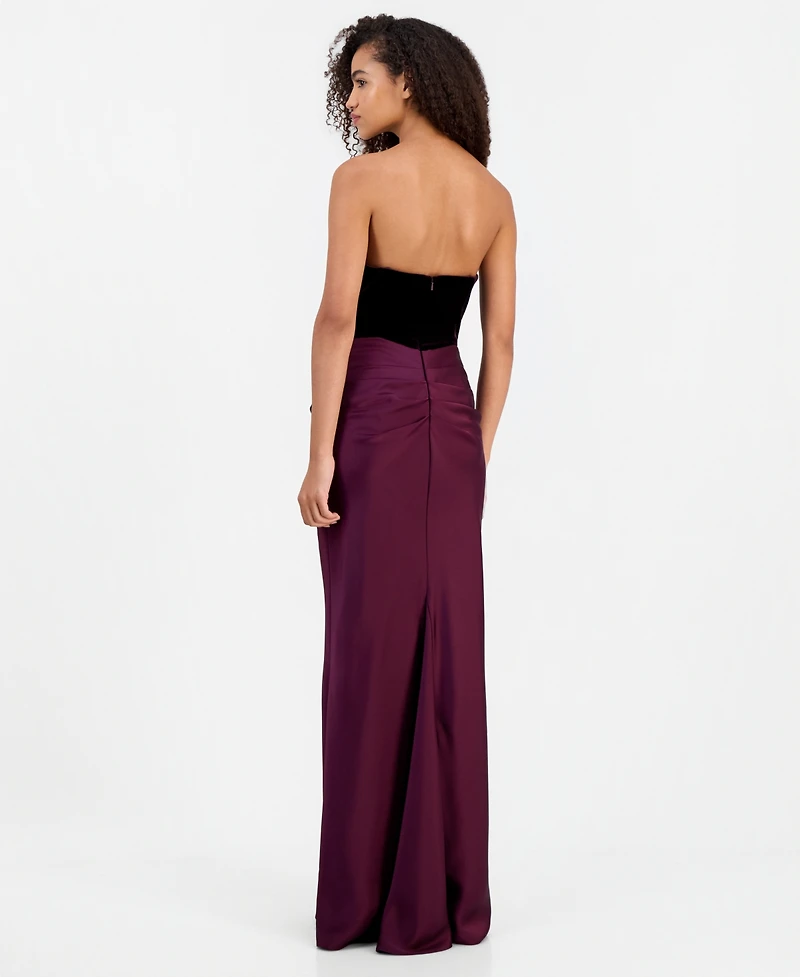 Betsy & Adam Women's Strapless Velvet Corset Dress