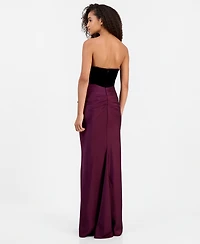 Betsy & Adam Women's Strapless Velvet Corset Dress