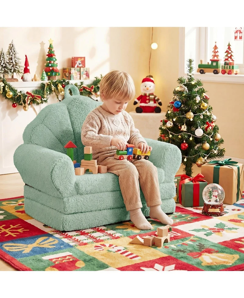 Slickblue 2-in-1 Convertible Kids Sofa Chair with Fold-Out Toddler Bed
