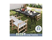 Boyel Living 6 ft Portable Folding Table 350 Lbs Fold-in-Half with Hdpe Tabletop