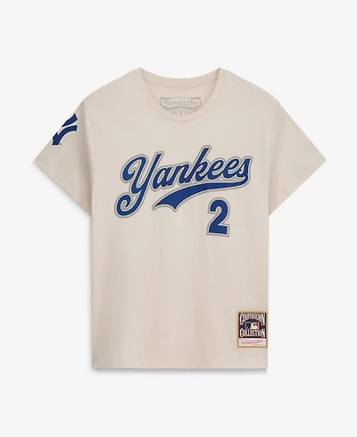 Mitchell & Ness Women's Derek Jeter Cream New York Yankees Cooperstown Name Number Throwback T-Shirt