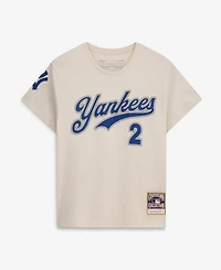Mitchell & Ness Women's Derek Jeter Cream New York Yankees Cooperstown Name Number Throwback T-Shirt