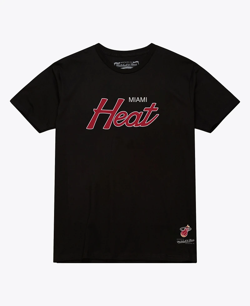 Mitchell & Ness Men's Black Miami Heat Wordmark T-Shirt