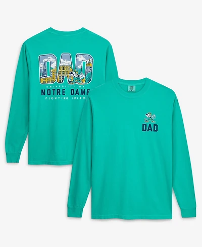 Image One Men's Green Notre Dame Fighting Irish Father's Day Campus Drawing Long Sleeve T-Shirt