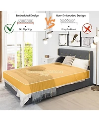 Gouun Full Upholstered Platform Bed Frame with 4 Rolling Storage Drawers