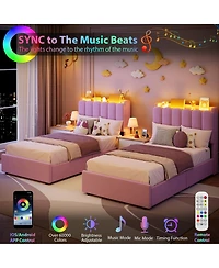 homfan Led Bed Frame with Storage Headboard and Drawers