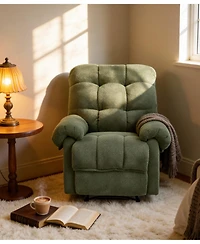 Clihome Green Recliner Chair, Overstuffed Armchair,Living Room Seating, Reading Chair,Ergonomic Lounge Chair, Soft Fabric Recliner