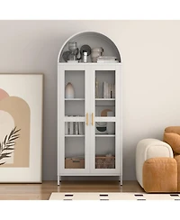 Boyel Living Arched Storage Cabinet with Drawer and Double Doors, Elegant Display Furniture for Living Room
