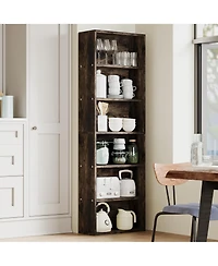 homfan 6-Tier Tall Bookcase, 71.4 Inch Height, Industrial Wood Bookshelf, Sturdy Open Shelf Organizer for Home Office, Living Room, Bedroom, Library