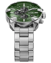 Diesel Men's Spiked Quartz Chronograph Silver Stainless Steel Watch 49mm