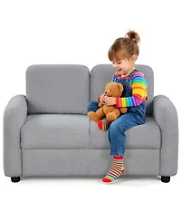 Slickblue 2-Seat Kids Sofa with Plush Teddy Fleece and Wooden Support Frame