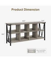 gaomon 8-Cube Farmhouse Storage Bookshelf, Horizontal Wood Bookcase for Entryway & Living Room