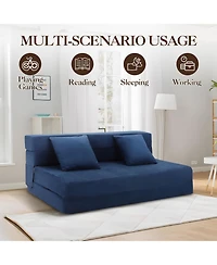 homfan Multi-Functional Folding Floor Sofa Bed with Pillows