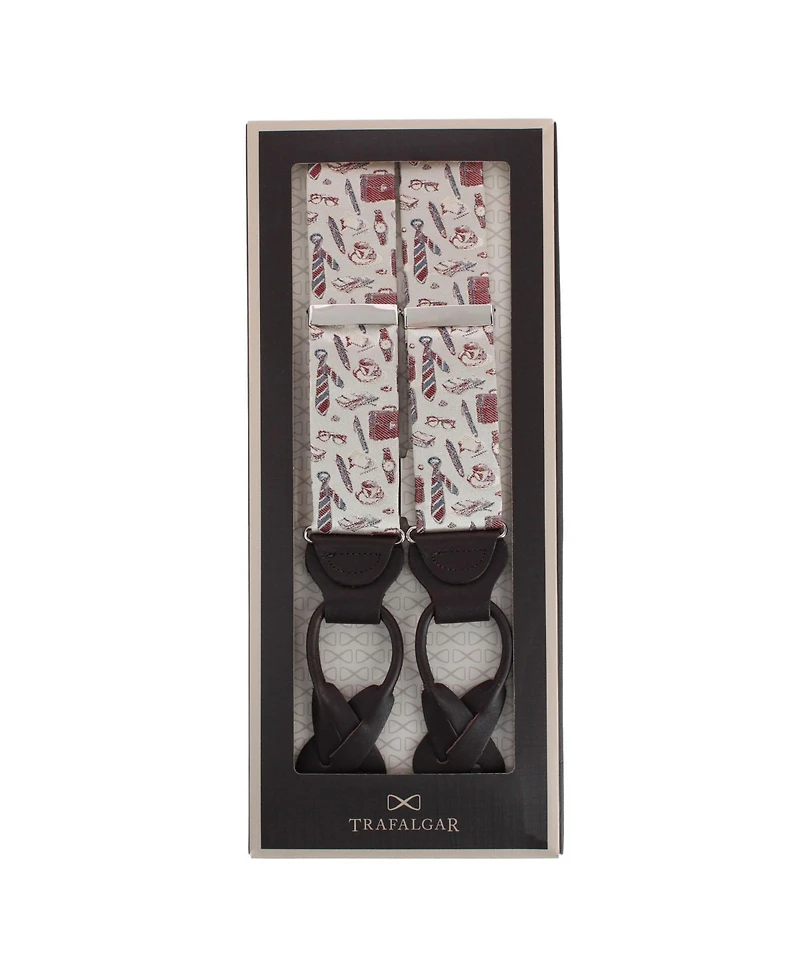 Trafalgar Men's Day At The Office Novelty Silk Button End Suspenders