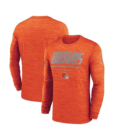 Nike Men's Orange Cleveland Browns Sideline Offensive Transition Velocity Dri-fit Long Sleeve T-Shirt