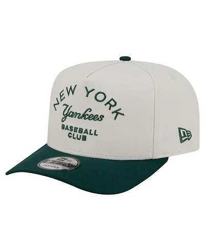 New Era Men's Cream/Dark Green New York Yankees Chrome A-Frame 9FIFTY Snapback Hat