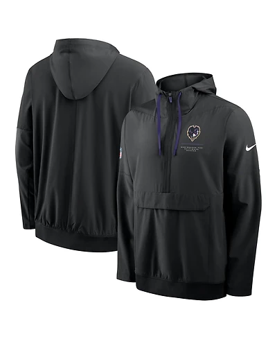 Nike Men's Black Baltimore Ravens Sideline Anorak Half-Zip Hooded Jacket