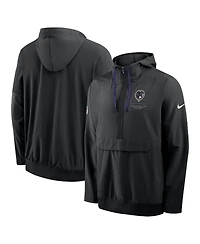 Nike Men's Black Baltimore Ravens Sideline Anorak Half-Zip Hooded Jacket