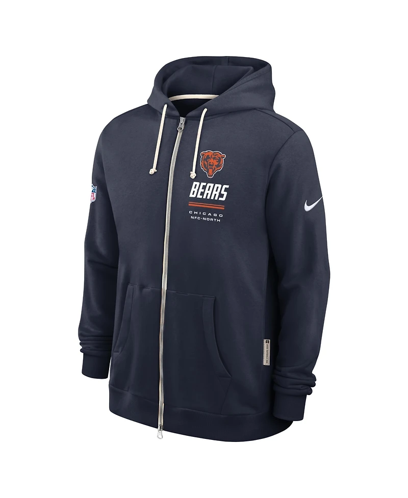 Nike Men's Navy Chicago Bears Sideline Standard Issue Dri-fit Full-Zip Hoodie