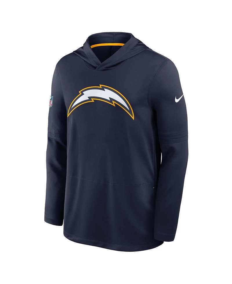 Nike Men's Navy Los Angeles Chargers Sideline Dri-fit Long Sleeve Hooded T-Shirt