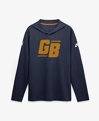 Nike Men's Navy Green Bay Packers Sideline Dri-fit Long Sleeve Hooded T-Shirt