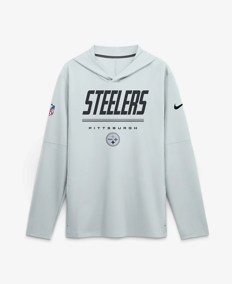 Nike Men's Platinum Pittsburgh Steelers Sideline Lightweight Long Sleeve Dri-fit Hoodie