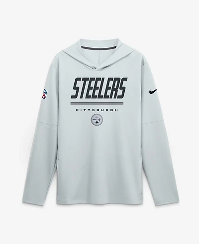 Nike Men's Platinum Pittsburgh Steelers Sideline Lightweight Long Sleeve Dri-fit Hoodie