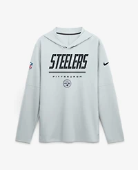 Nike Men's Platinum Pittsburgh Steelers Sideline Lightweight Long Sleeve Dri-fit Hoodie