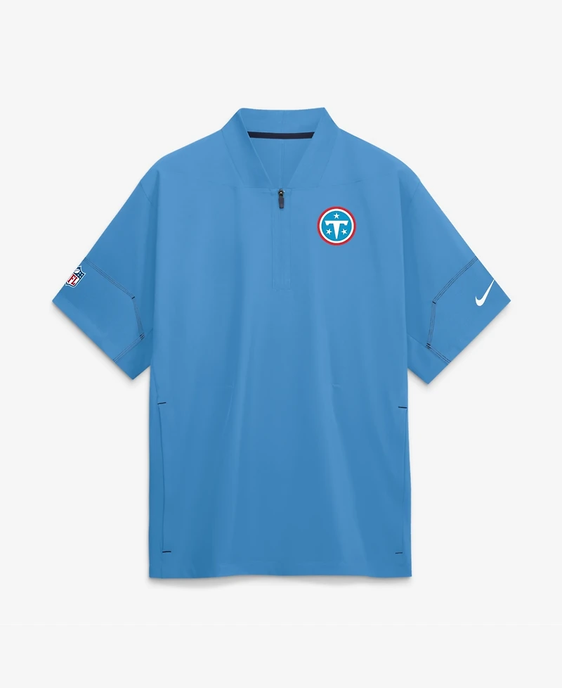 Nike Men's Light Blue Tennessee Titans Sideline Short Sleeve Quarter-Zip Coaches Jacket