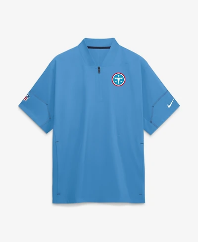 Nike Men's Light Blue Tennessee Titans Sideline Short Sleeve Quarter-Zip Coaches Jacket