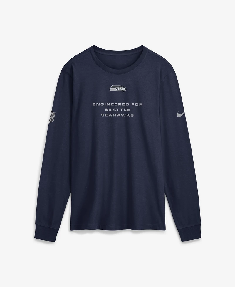 Nike Men's College Navy Seattle Seahawks Sideline Bold Arch Star Dri-fit Long Sleeve T-Shirt