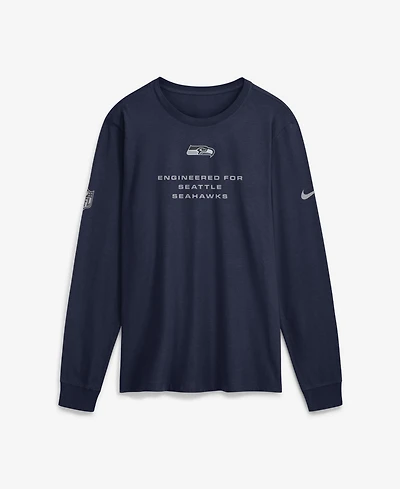 Nike Men's College Navy Seattle Seahawks Sideline Bold Arch Star Dri-fit Long Sleeve T-Shirt