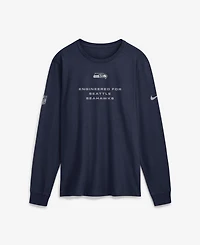Nike Men's College Navy Seattle Seahawks Sideline Bold Arch Star Dri-fit Long Sleeve T-Shirt