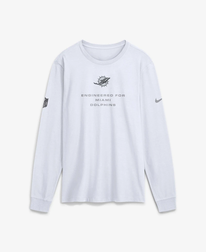 Nike Men's White Miami Dolphins Sideline Bold Arch Star Dri-fit Long Sleeve T-Shirt