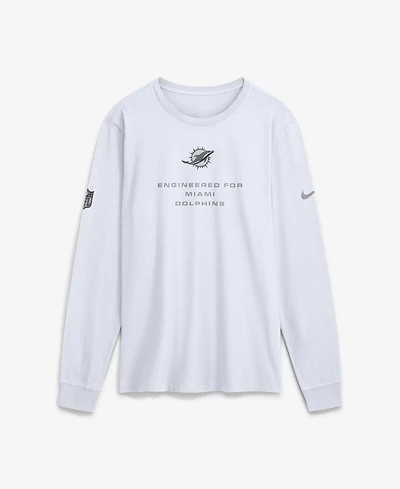 Nike Men's White Miami Dolphins Sideline Bold Arch Star Dri-fit Long Sleeve T-Shirt