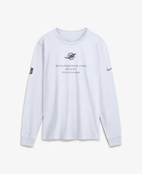 Nike Men's White Miami Dolphins Sideline Bold Arch Star Dri-fit Long Sleeve T-Shirt