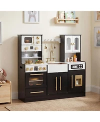 Slickblue Kids Wooden Play Kitchen with Lights and Sound Effects