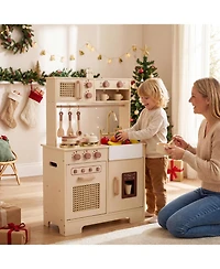 Slickblue Kids Pretend Play Kitchen with Realistic Lights and Sounds