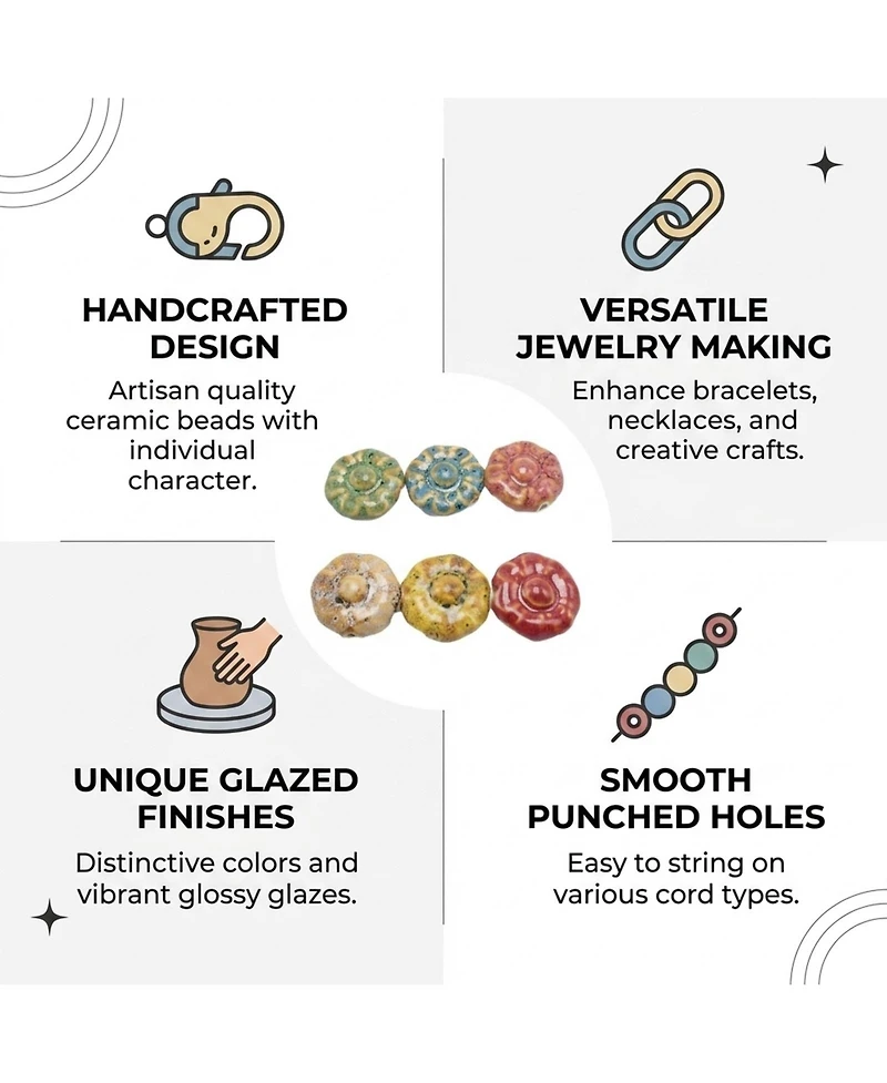 Sevorley Ceramic Flower Shaped Loose Beads for Diy Jewelry Making, Bracelets, Necklaces and Craft Projects