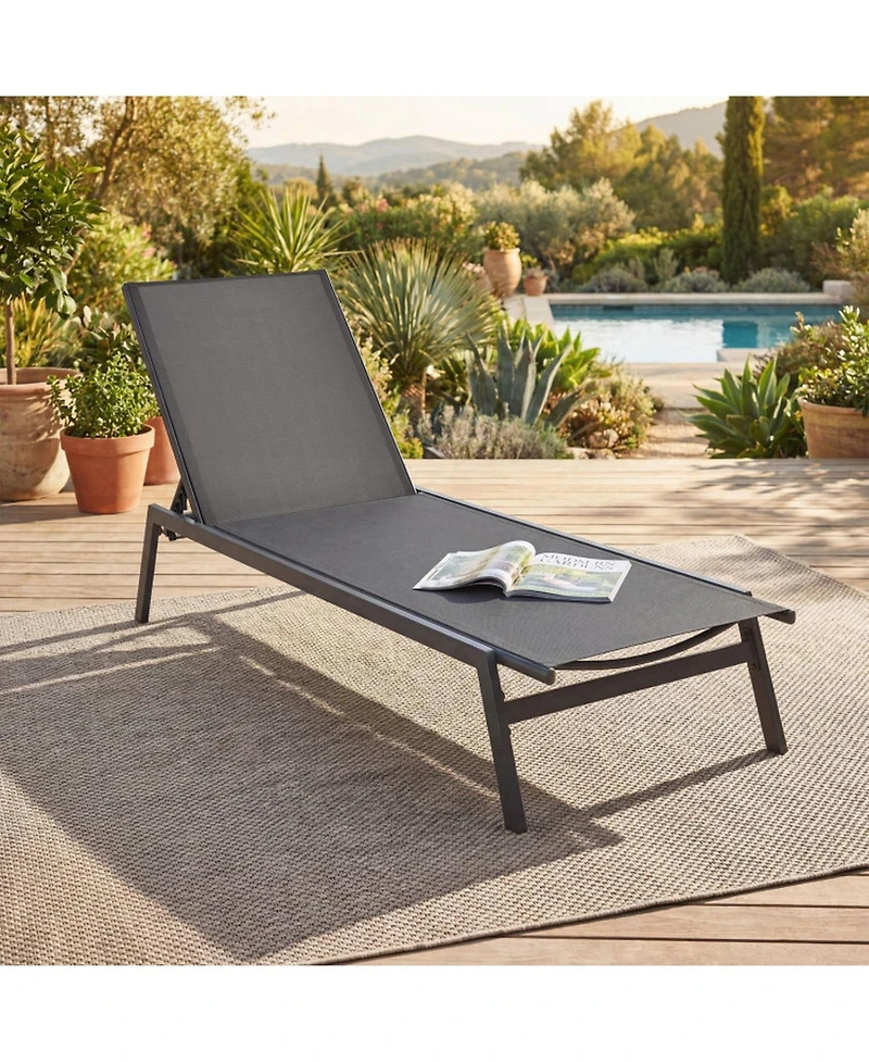 Gouun Outdoor Reclining Chaise Lounge Chair with 6-Position Adjustable Back