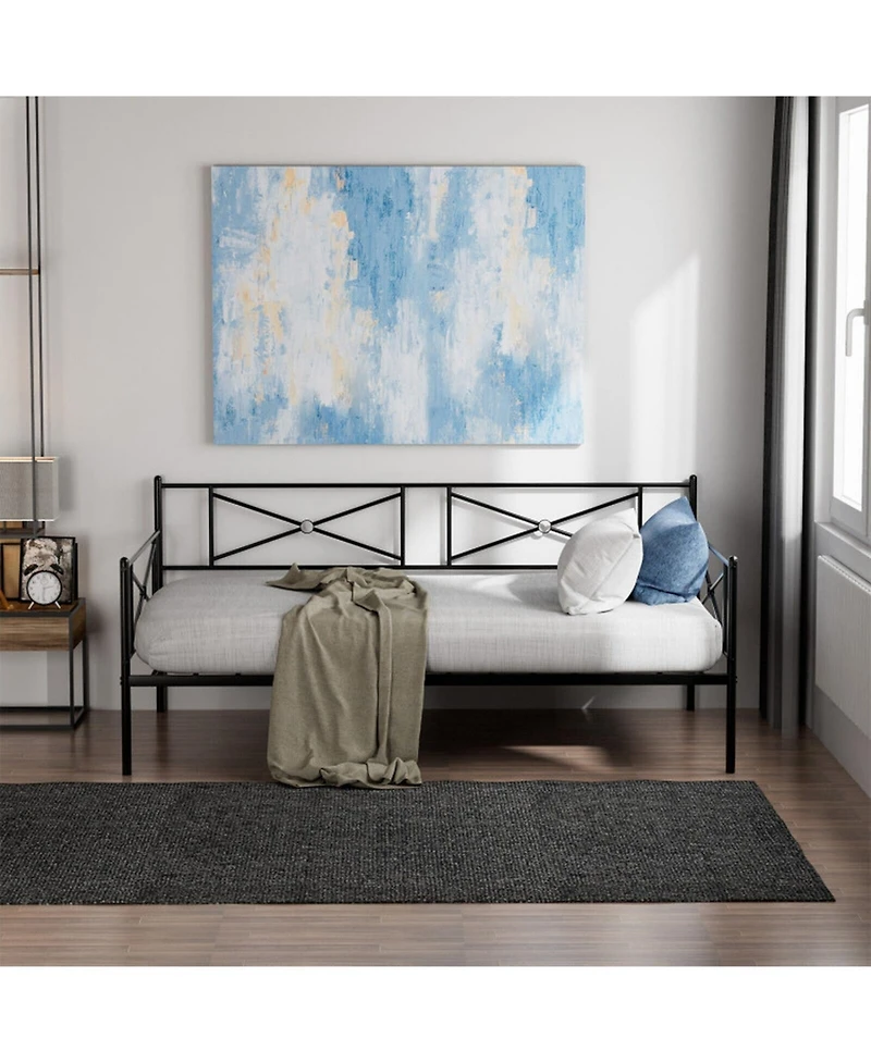 Gouun Twin Metal Daybed Frame Steel Slats Sofa Bed Victorian Style