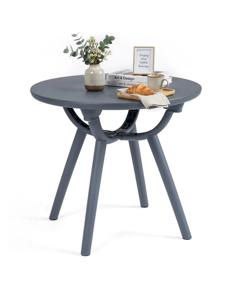 Gouun Round Patio Storage Side Table with Open Shelf