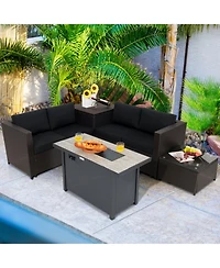 Gouun 5-Piece Patio Conversation Set with 60,000 Btu Propane Fire Pit Table