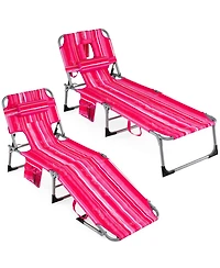 Gouun Portable Tanning Chaise Lounge Chairs Set of 2 with Adjustable Footrest