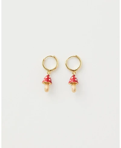 Fable England Enamel Mushroom Huggie Earrings