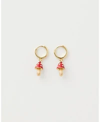 Fable England Enamel Mushroom Huggie Earrings