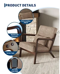 gaomon Two-piece Wide Stripe Corduroy Accent Chairs, sturdy wooden frame, comfortable reading chairs with lumbar pillows