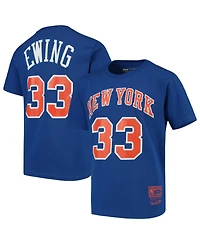 Mitchell & Ness Big Boys and Girls Mitchell Ness Patrick Ewing Blue New York Knicks Hardwood Classics Name Number T-Shirt